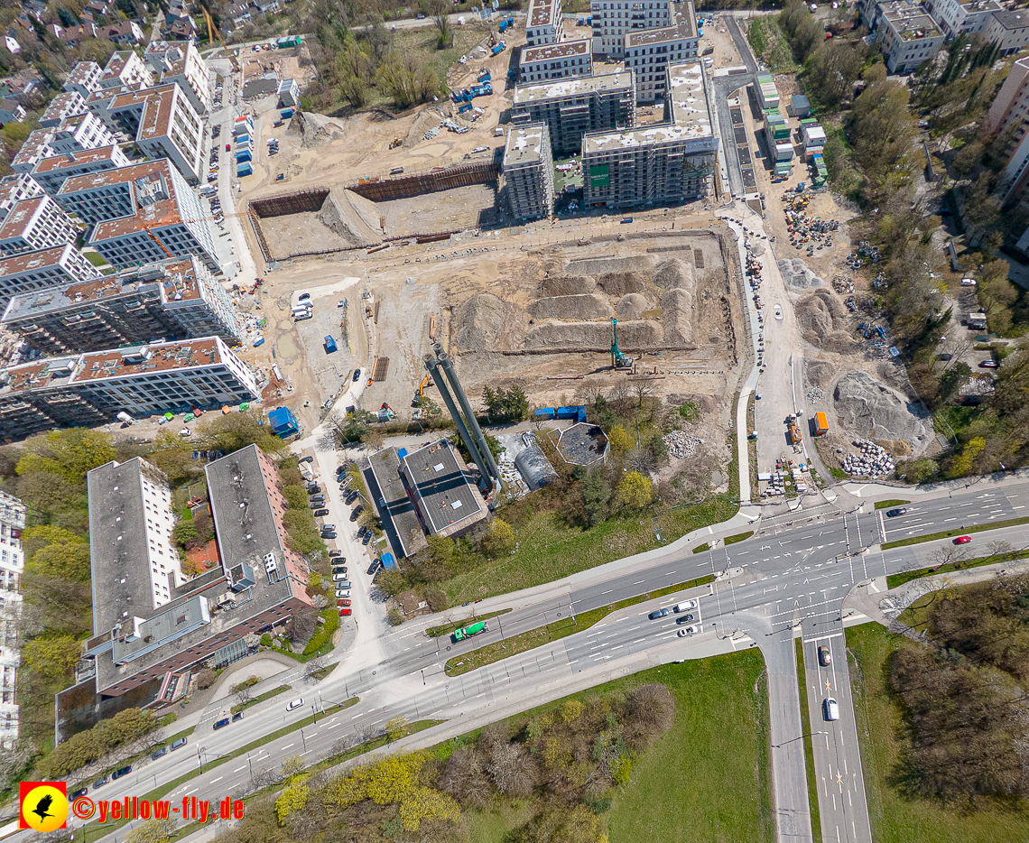 21.04.2023 - Luftbilder von der Baustelle Alexisquartier und Pandion Verde in Neuperlach